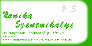 monika szentmihalyi business card